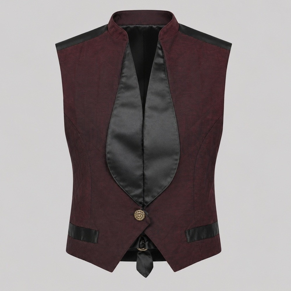 Vintage Jennifer Moore Corset Vest Burgundy Satin Gothic Steampunk Size 6